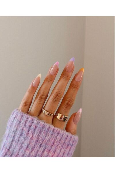 ZERDÜNYA Badem Model Renkli French 20 Li Takma Tırnak