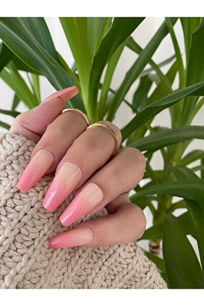SYBELLE KOZMETİK 20 Adet Pembe Ombre Balerin Takma Tırnak