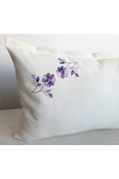 Fabric by Gülçin KOTON DUCK KUMAŞ NAKIŞLI KREM RENK 2ÇİÇEK NAKIŞ İŞLEMELİ KIR...