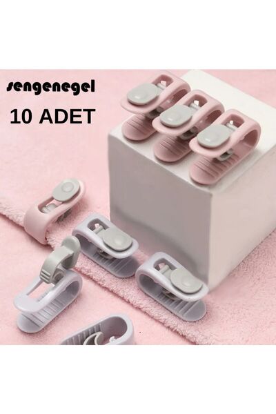 sengenegel Yorgan Çarşaf Ve Perde Tutucu Sabitleyici Kaydırmaz Nevresim Örtü Düzenleyici Klips 10 Adet