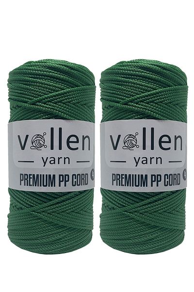 vollen yarn Premium Polyester Macrame Twine Σετ 2 2mm, μακραμέ Σχοινί, μακραμέ, σουπλά, τσάντα Σχοινί, πράσινο, 400gr, 460mt