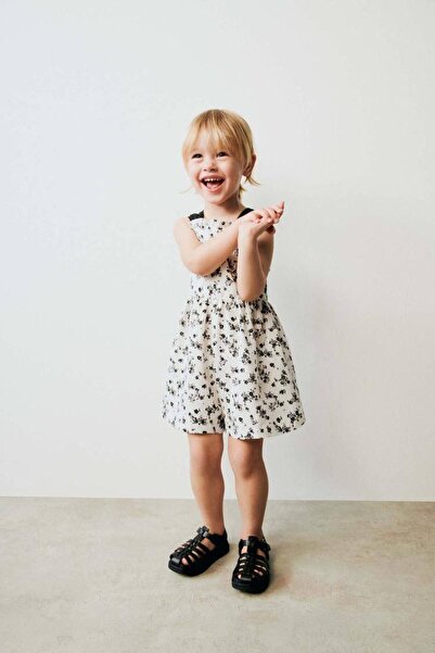 Genel Markalar Çiçek Desenli Keten Çocuk Tulum