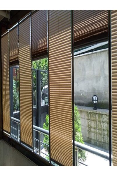 PLISED HOME Katlanabilir Cam Balkon Plise Perde Kahverengi (Vidalı veya Kancalı)