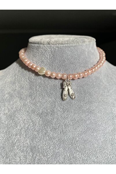 Pinky Lady Balletcore aesthetic balerin pembe inci kolye cam inci