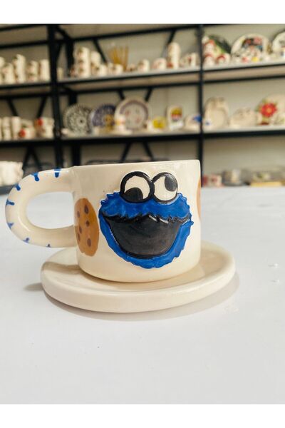 Banuart Handmade Cookie Monster - Gift Ceramic Coffee Cup