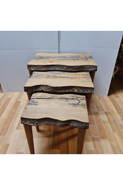 TEVFİK GÜNDAY DEKORASYON Günday 3 Lu Zigon Ahşap Sehpa