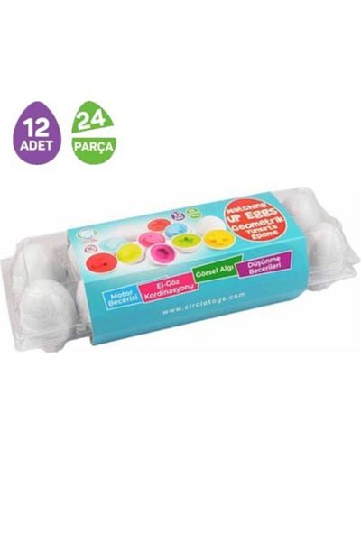 Circle Toys 12 Piece Geometric Egg Matching Game Bultak Puzzle