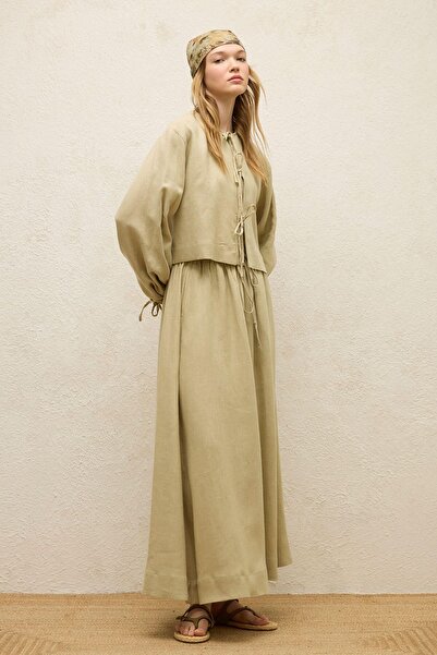 Manuka Linen Skirt - Loose Cut Sage