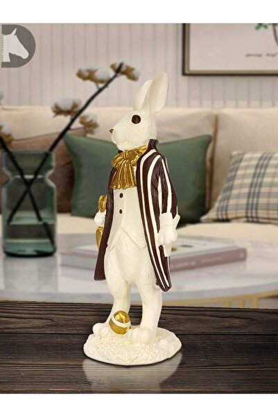 Dekoromi Dekoratif Paskalya Easter Vintage Tavşan Heykel Biblo(35x13cm) Lüks ...