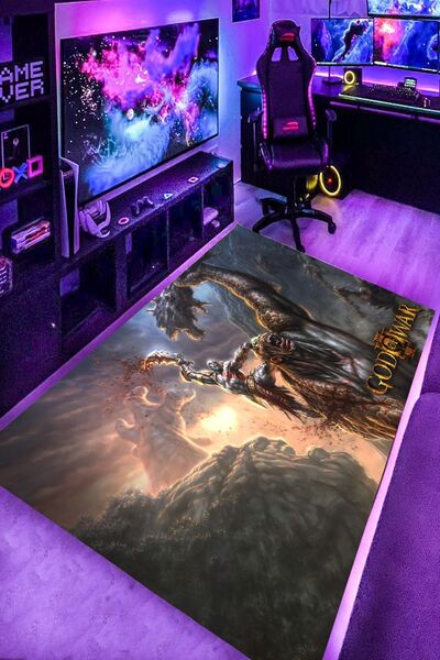 Genel Markalar Kaymaz Taban Makinede Yıkanabilir God Of War Desenli Gamer Oyu...