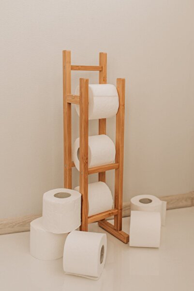 MEHAY HOME Suport pentru hârtie igienică Bamboo Lux Coco cu rezervă 15x16x60 Cm