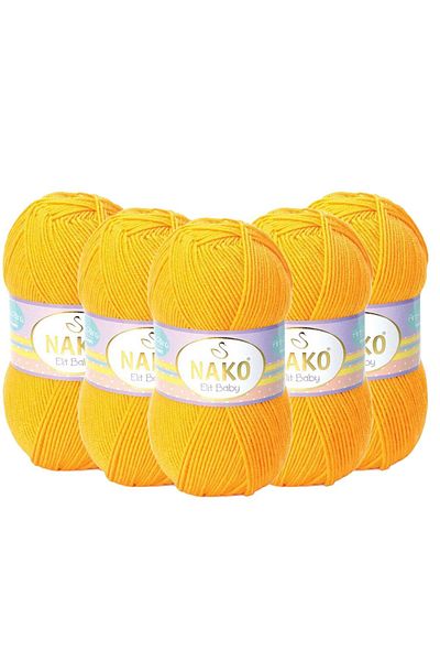 NAKO 5 τεμάχια Nako Elit Baby Anti Pilling Πλεκτό νήμα - 4674 Κίτρινο