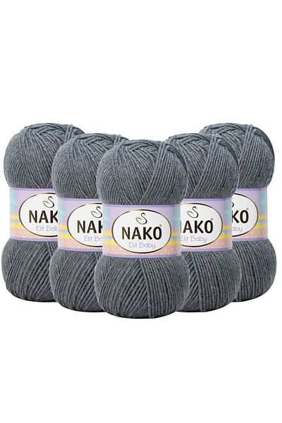 NAKO 5 Pieces Nako Elit Baby Anti Pilling Hand Knitting Yarn - 790 Smoked