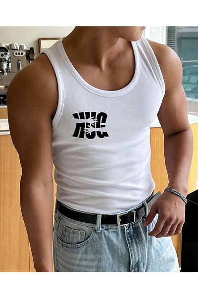 OBAM قميص داخلي رجالي باللون الأبيض Slimfit Camisole Tank Top (hug)