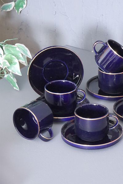 AROW Pink and More Tr-3075 - 12 Piece Porcelain Nescafe Cup Set for 6 People