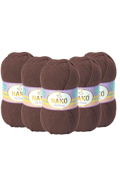 NAKO 5 Pieces Nako Elit Baby Anti Pilling Hand Knitting Yarn - 4367 Brown