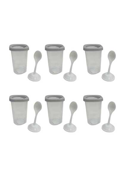 bavella Cutie de condimente din plastic cu linguriță, set de 6 bucăți, ALB