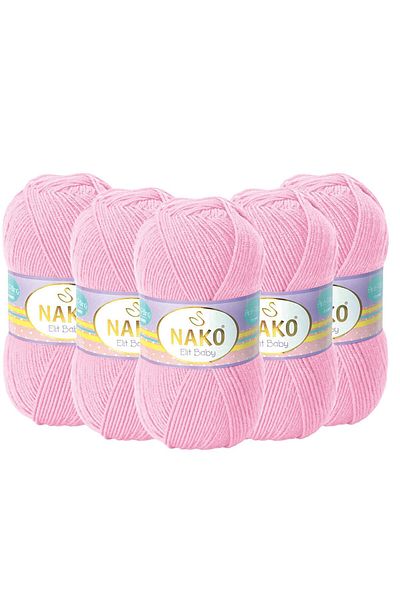 NAKO 5 τεμάχια Nako Elit Baby Anti Pilling Πλεκτό νήμα - 6936 Ροζ
