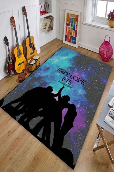 Genel Markalar Kaymaz Taban Makinede Yıkanabilir BTS Army Kpop Desenli Genç O...