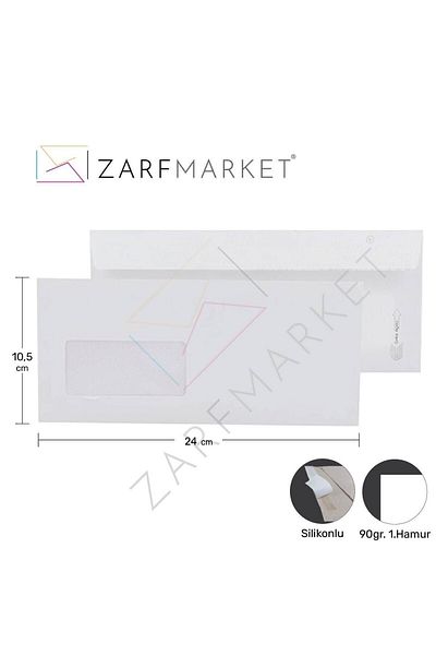 Diplomat Envelope Windowed 10.5x24 Cm 90 gr 1. Dough 500 Pieces Money Envelope Bill Envelope
