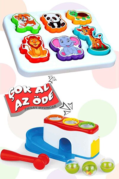 Oruç Oyuncak Eğitici Vur Yuvarla Oyunu Neşeli Hayvanlar Bultak 2'Li Set