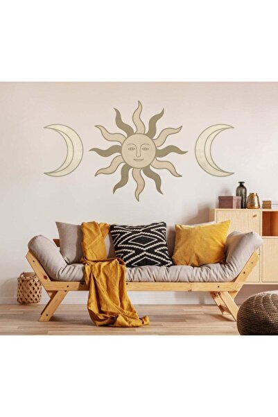 Kt Grup Modern Boho Wall Sticker Set - Moon and Sun Patterned Living Room and Living Room