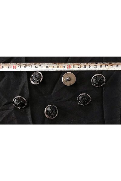 Ozpas 2.5 Cm Black Stone Decorated Buttoned Legs 10 Pieces