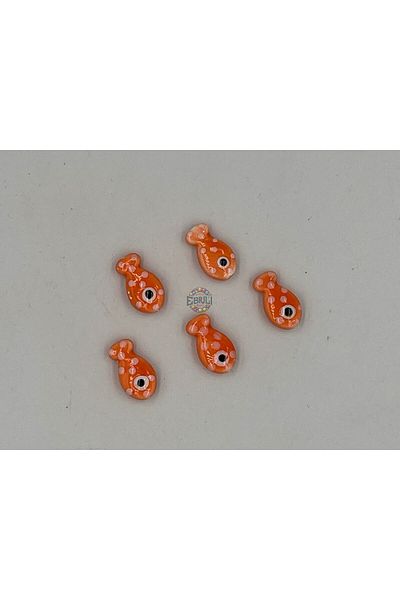 Ebruli Boncuk 18,90 mm Pește cu pete portocalii 5 bucăți din ceramică pentru realizarea de bijuterii, brățară, colier, accesorii, mărgele