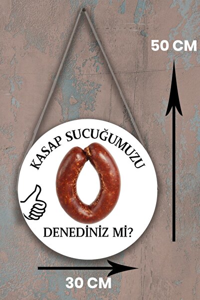 Nod Kasap Dükkanı Cam Kapı Pano Karşılama Tabelası, Kasap İç Mekan için Askılı Dükkan Süs Tablo Dekoru