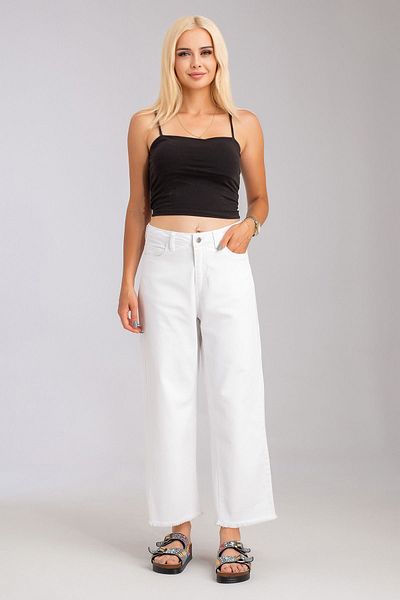 Bold & Young Wide Leg Lycra Cotton Women's Trousers - Five Pockets and Fringes