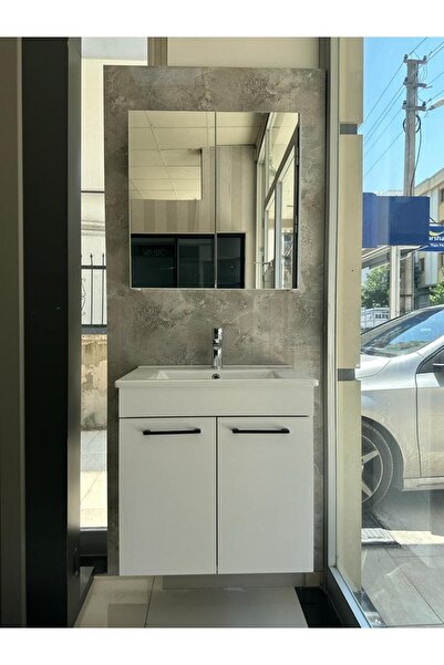 Genel Markalar BANYO DOLABI AYNALI CNC İŞLEMELİ MEMBRAN KAPAKLI 65 cm