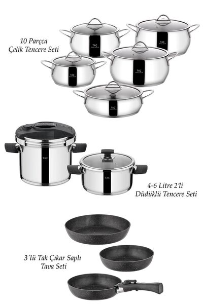 Taç 16 Piece Easy Steel Cook Cooking Set