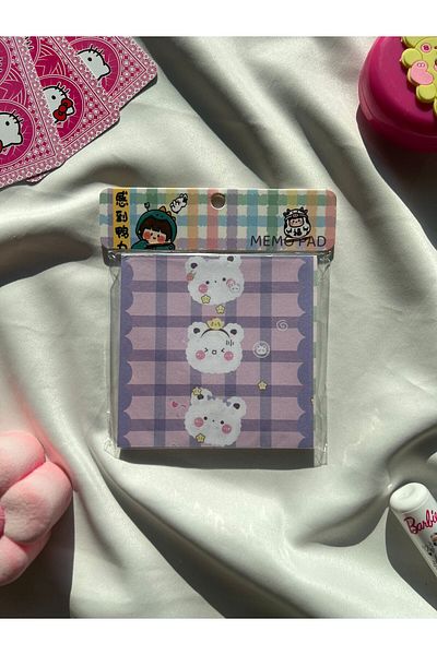 Wisevelya Red Double Square Notebook - Purple Cute Bear