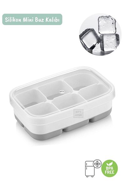 Jet's Home Green Silicone Ice Tray - Mini Ice Mold, 6 Compartments Square Pattern, BPA Free