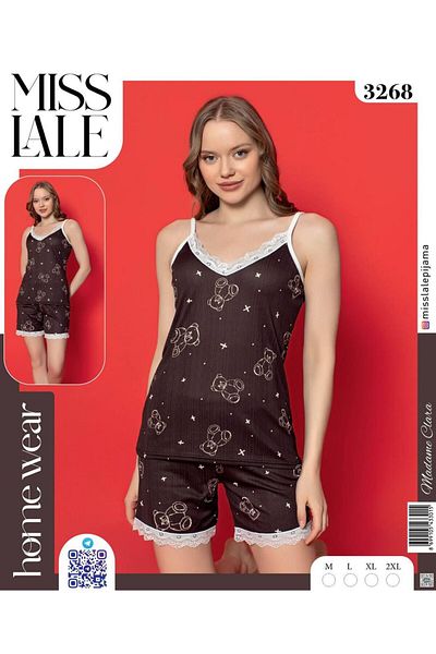 Emir Store Women's Rope Strap Shorts Pajama Set