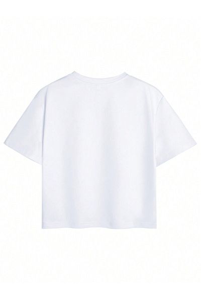 Bengi Clothing Λευκό εμπριμέ γυναικείο Crop Top - Y2k κοντομάνικη μπλούζα