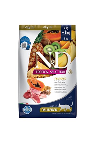 N&D Nd tropical selection kısır kedi (4+1)5kg kuzu etli tropikal meyveli kısırlaştırılmış kedi maması