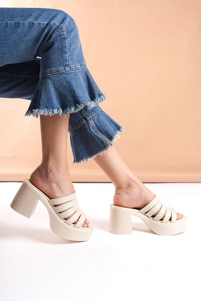 SEEM & BE Γυναικείες παντόφλες με τακούνι Livia Thick Platform - 7 cm