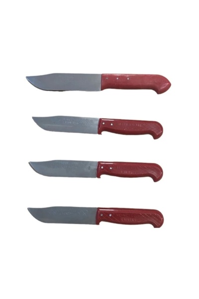 mobilreyon Bıçak Set 4 Parça , 3 adet 23 cm - 1 Adet 28 cm, Kırmızı saplı , M...