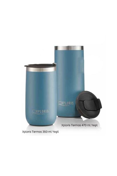 Tupperware Xploris Thermos Green 350 ml and 470 ml Set of 2 Tupperware Thermos XPLORIS