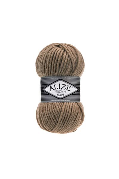 Alize ( 5 τεμάχια ) Superlana Maxi Πλεκτά Χειροποίητα Νήματα Γιλέκο Ζακέτα Κλωστή Πουλόβερ Κλωστή 466 Σκούρο Μπεζ