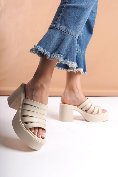 SEEM & BE Livia Thick Platform Heeled Women's Slippers - 7 Cm