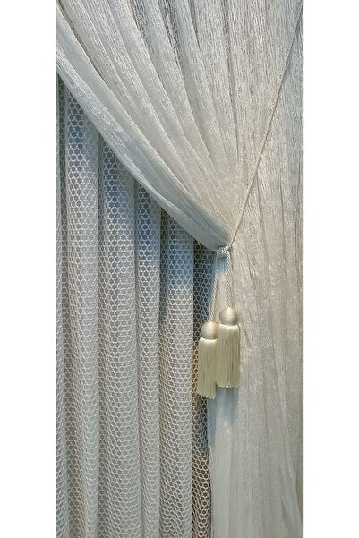 serART Elite Model Fond și perdea dublă cu dantelă pentru tavan Toplama Bracol Crem