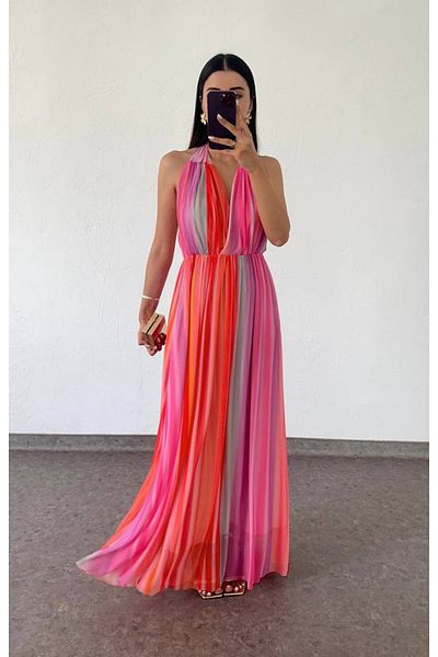 S&A Collectionn Rochie lungă de damă cu imprimeu în dungi