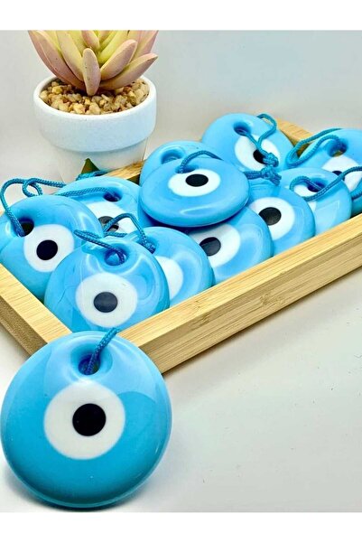 ella'nın çarşısı 5 قطع 4 سم أزرق - زخرفة شجرة عين الشر الزجاجية خرزة زخرفية