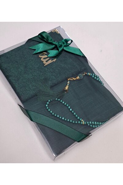 hira tasarım Σετ δώρου με βελούδινο κασκόλ Yasin Flamed και νυφικό πακέτο - Pearl Prayer Beads Mevlid