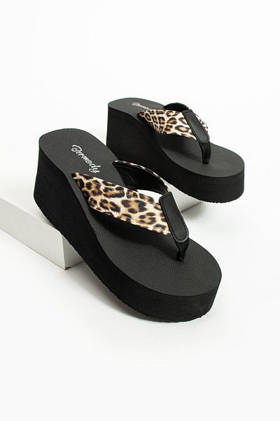 Bermody Γυναικείες παντόφλες Robin Leopard High Platform - Σαγιονάρες