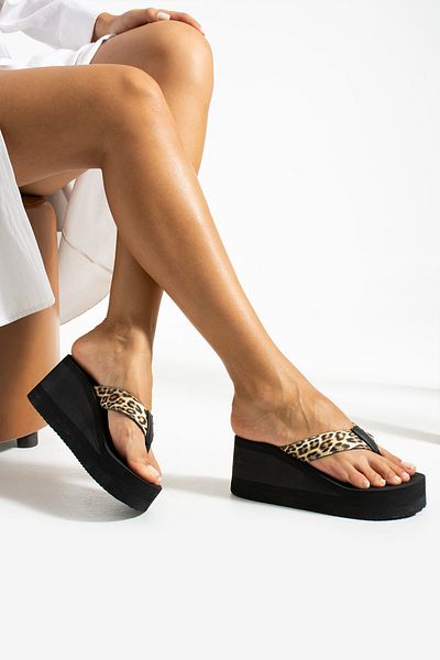 Bermody Γυναικείες παντόφλες Robin Leopard High Platform - Σαγιονάρες