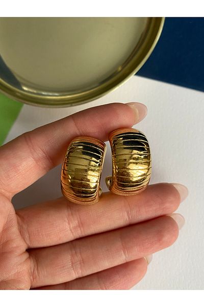 Pinery Jewels Pair of Large Ring Steel Tarnish Stainless Steel Overlay Earrings