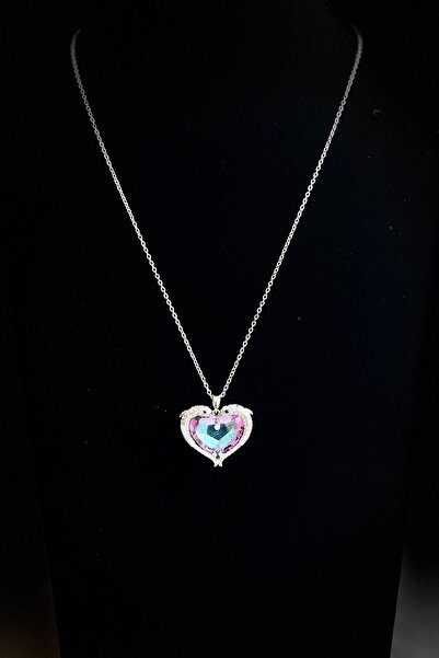 MODA كابريا قلادة من الحجر الصلب على شكل قلب فضية اللون مقاومة للتشويه للنساء...